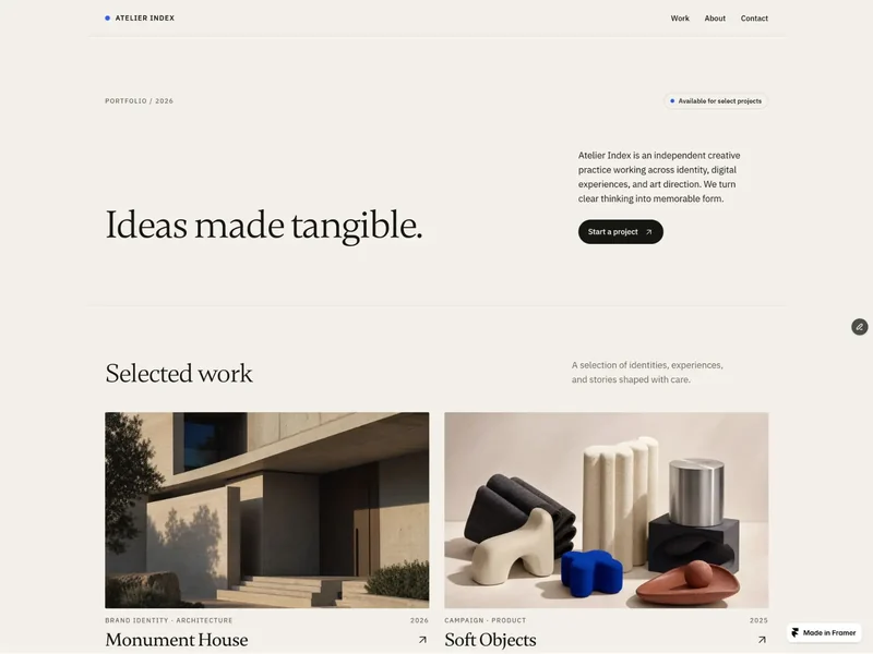 Inspiración de diseño: estudio creativo, captura de AtelierIndex.