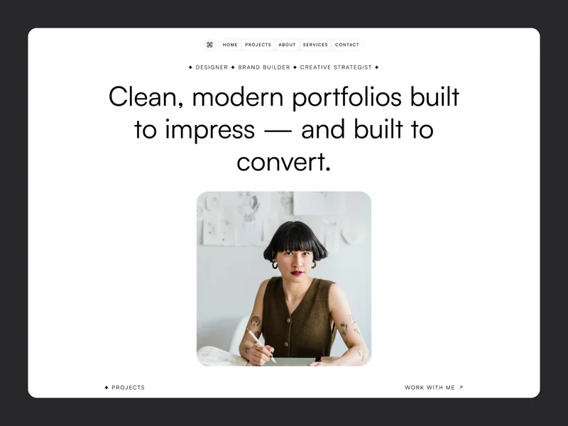 Inspiración de diseño: portfolio personal, captura de Osei.